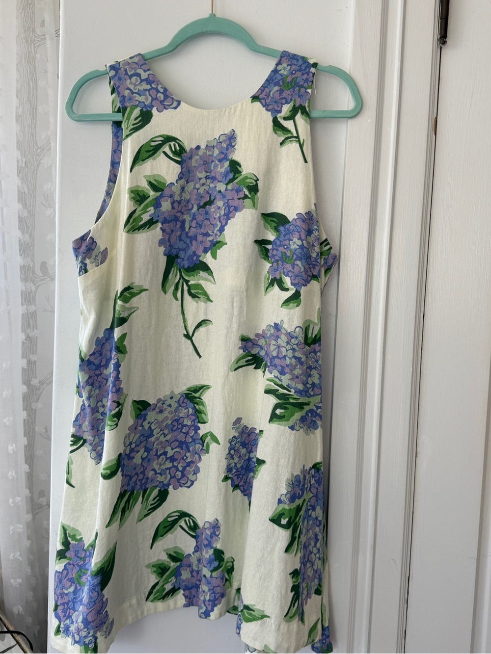 Joie Cream Dress with Blue Floral Hydrangea Print